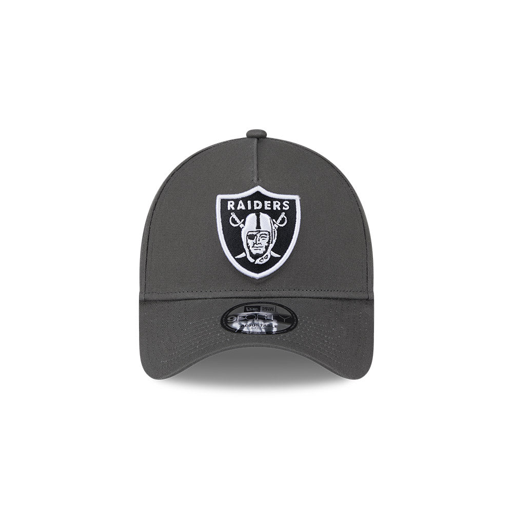 Las Vegas Raiders Hat - Dusty Charcoal Grey 9Forty A-Frame NFL Snapback Cap - New Era